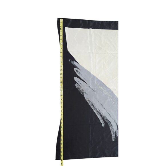 Chang Joh Silk Scarf Square 34x34 Black Gray White Abstract Brushstroke Design - Picture 6 of 10